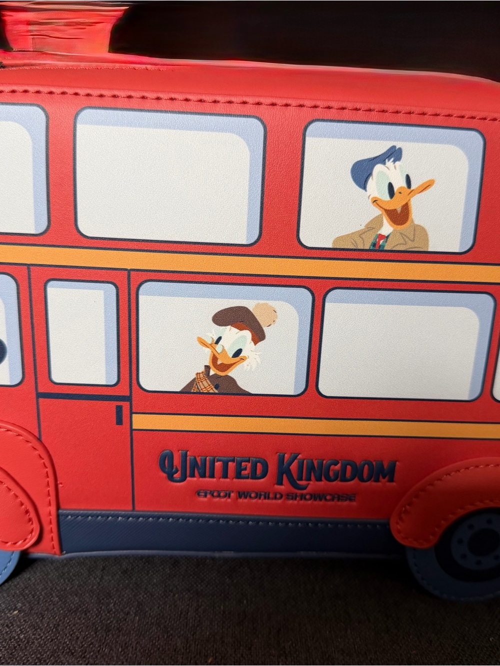 Disney Red Donald Duck United Kingdom Bus Kids Crossbody Bag